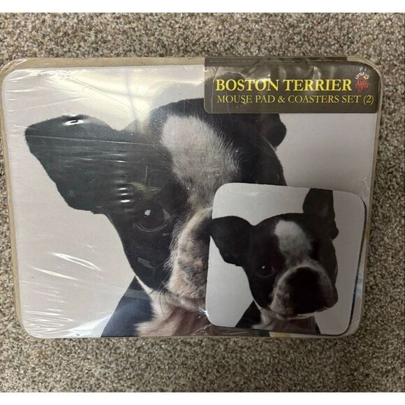 Boston terrier, mouse pad and coaster set - Picture 3 of 4